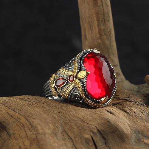 925 Sterling Silver Men's Ring With Rhodium Plated Zircon Stone - 1
