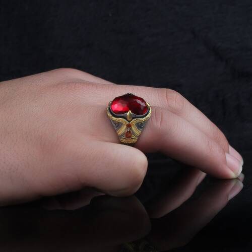 925 Sterling Silver Men's Ring With Rhodium Plated Zircon Stone - 3