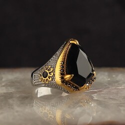925 Sterling Silver Men's Ring With Rhodium Plated Zircon Stone - Elegant Jewelry