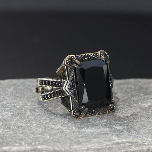 925 Sterling Silver Men's Ring With Zircon Stone - 2
