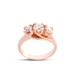 Diamond Mounted Tria Rose Rose Silver Ring - Elegant Jewelry