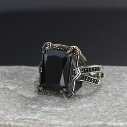 King Chain Model Zircon Stone 925 Sterling Silver Men's Ring - Elegant Jewelry