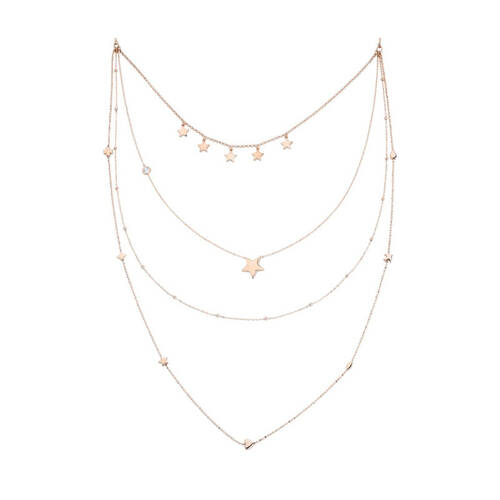 Row Of Hearts Long Chain Silver Necklace - 1
