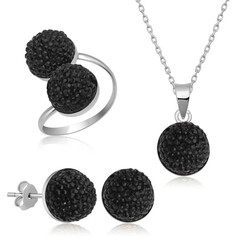 Silver Black Crystal Women's Set - Elegant Jewelry