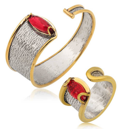 Silver Bracelet And Ring Set - 1
