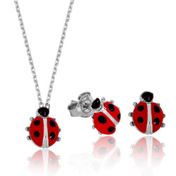 Silver Ladybug Women's Set - Elegant Jewelry