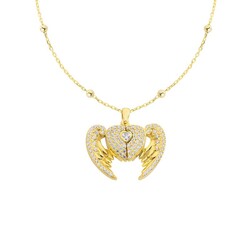 Silver Necklace With Angel Wings And Name Heart - Elegant Jewelry