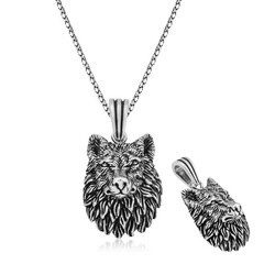 ​Silver Wolf Head Necklace - Elegant Jewelry