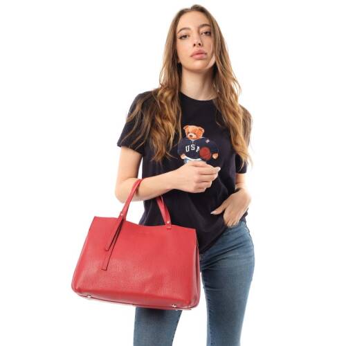 Guzini 8065 Women's Genuine Leather Handbag - Red - 6