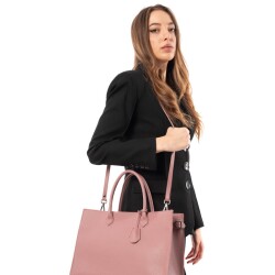 Guzini 8101 Women's Genuine Leather Handbag - Dried Rose - 6