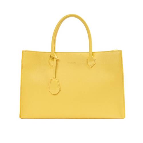 Guzini 8101 Women's Genuine Leather Handbag - Yellow - 1